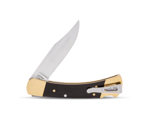 Buck 110 Slim Heritage Elite 0110BRS19-B Lockback Folding Knife, Satin MagnaCut Clip Point Blade & Crelicam Ebony Handle with Brass Bolsters