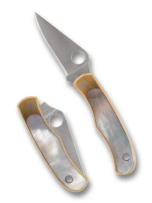 Spyderco Bug C133AP Slipjoint Folding Knife, Satin 12C27 Blade & Nickel Silver Handle with Abalone Inlays