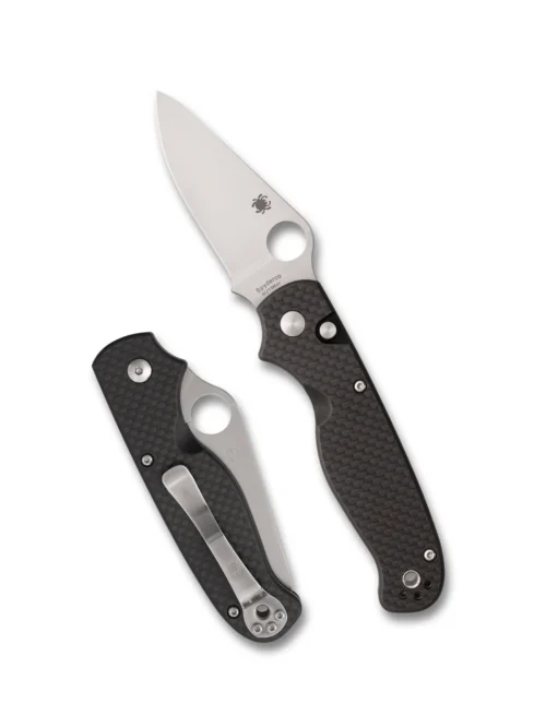 Spyderco ButtonUp C275CFP Folding Knife, Satin 8Cr13MoV Clip Point Blade & Carbon Fiber/G-10 Handle