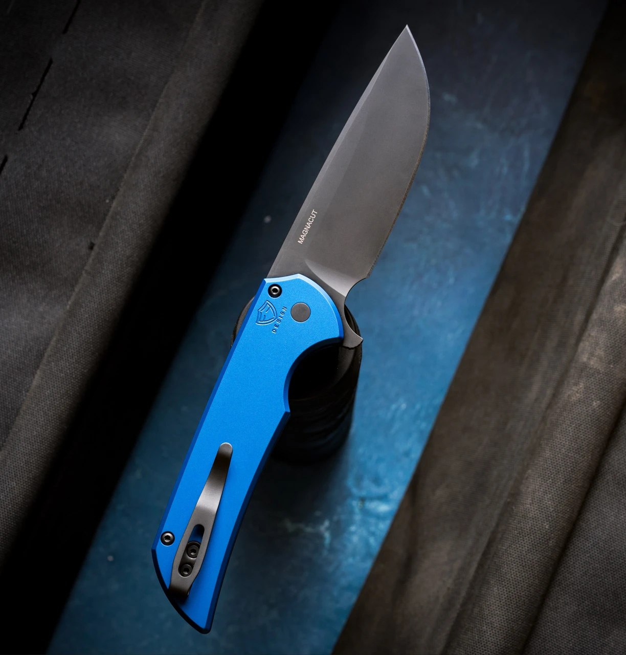 Pro-Tech Mordax MX103-LTD Blue Button Lock Folding Knife, DLC Black MagnaCut Blade & Solid Blue Aluminum Handle Pro-Tech Mordax MX103-LTD Blue Button Lock Folding Knife, DLC Black MagnaCut Blade & Solid Blue Aluminum Handle - Image 2