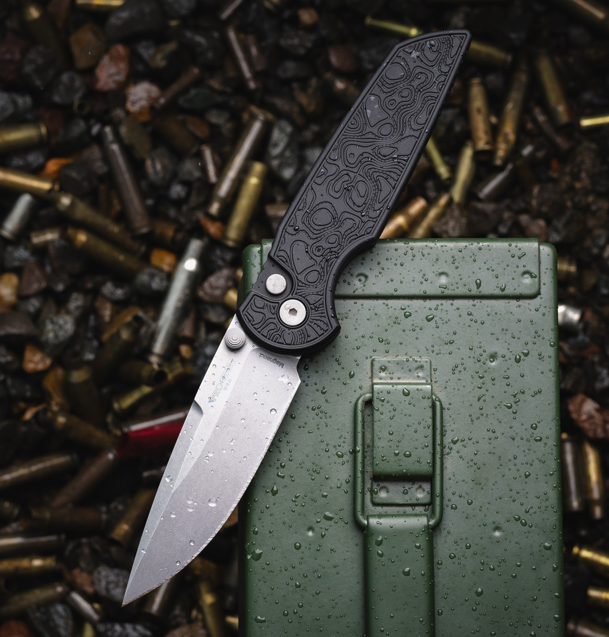 Pro-Tech TR-3 Integrity INT1105-TOPO Manual Folding Knife, Stonewashed MagnaCut Blade & Black Topographic-Textured Handle Pro-Tech TR-3 Integrity INT1105-TOPO Manual Folding Knife, Stonewashed MagnaCut Blade & Black Topographic-Textured Handle