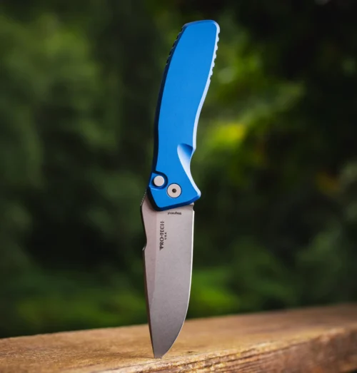 Pro-Tech Pallas SB1101-Blue Spartan Blades Collaboration Automatic Knife, Stonewashed MagnaCut Blade & Solid Blue Aluminum Handle