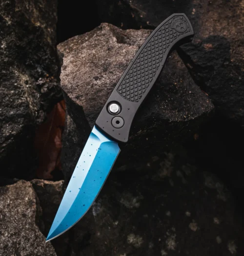Pro-Tech Brend Classic WB1106-SB Walter Brend Automatic Knife, Sapphire Blue MagnaCut Blade & Black Diamond-Textured Aluminum Handle