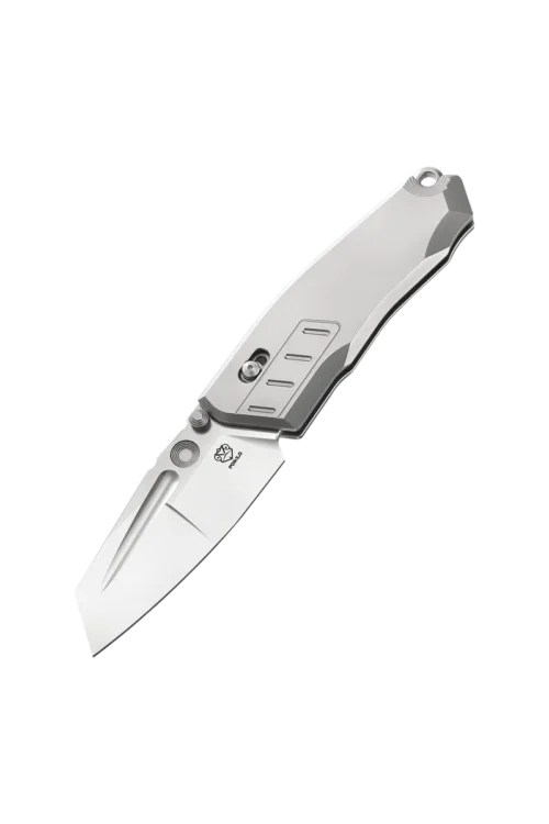 Poikilo Blade TASK-Vader Standard Folding Knife – 3.03″ M398 Pearlescent Stonewashed Sheepsfoot Blade, Titanium Handle