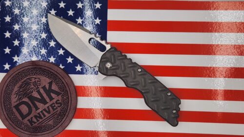 Attention to Detail (A2D) Knives Gen 4 Mark 2B Medium Folding Knife – MagnaCut Drop Point Rising Grind, Titanium Treadplate, Grey Wash
