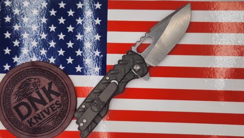 Attention to Detail (A2D) Knives Gen 4 Mark 2B Medium Folding Knife – MagnaCut Drop Point Rising Grind, Titanium Treadplate, Grey Wash