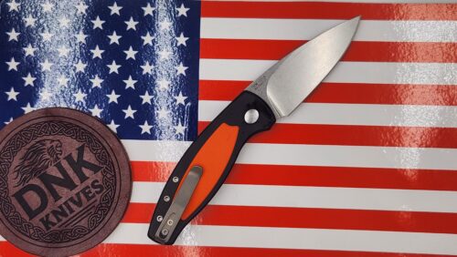 TRM Pit Bull PB Auto Sleek Automatic Knife, Tumbled CPM MagnaCut Blade & Flat Black Aluminum Handle with Hunter Orange G-10 Inlay