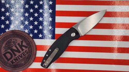TRM Pit Bull PB Auto Sleek Automatic Knife, Tumbled CPM MagnaCut Blade & Flat Black Aluminum Handle with Forest Green G-10 Inlay