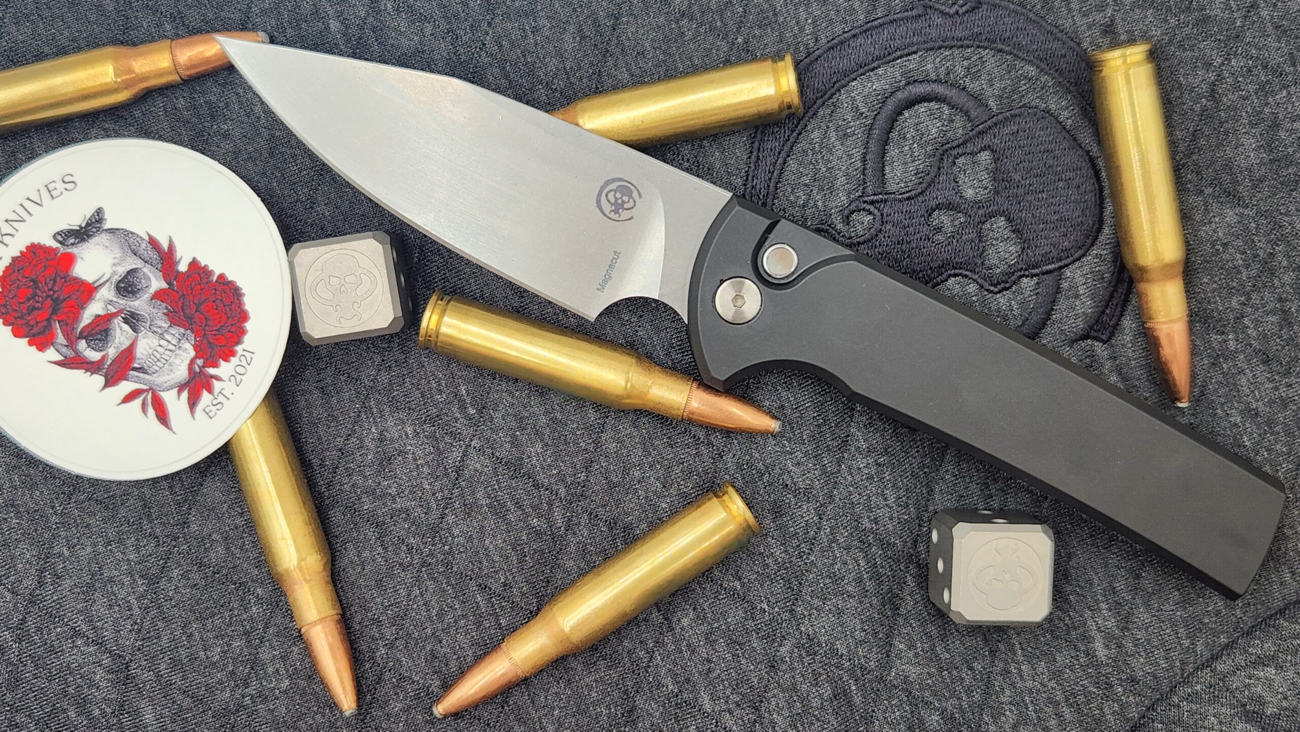 Pro-Tech × Chaves Scapegoat Full-Size Automatic Knife – Blade Show West 2026 Limited Edition, Stonewashed MagnaCut, Black Aluminum & Blue Titanium Skull Clip Pro-Tech × Chaves Scapegoat Full-Size Automatic Knife – Blade Show West 2026 Limited Edition, Stonewashed MagnaCut, Black Aluminum & Blue Titanium Skull Clip