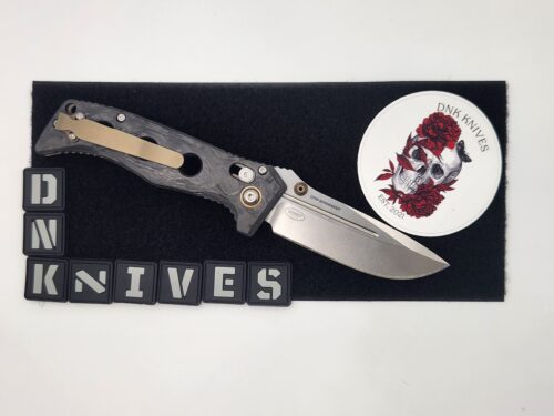 Benchmade Mini Adamas 273-03 Folding Knife – 3.25″ Satin CPM MagnaCut Drop Point Blade, Marbled Carbon Fiber Handle – Pre-Owned