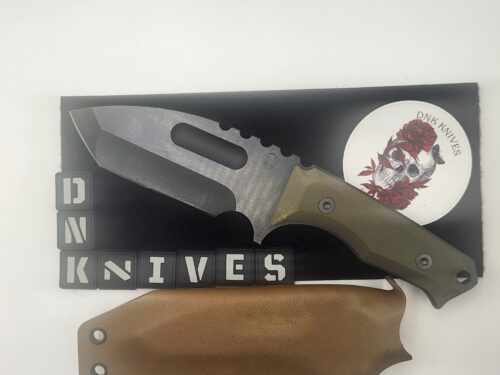 Medford Knife & Tool Emperor Fixed Blade Knife – S45VN Old School Tumbled Blade, OD Green G10 Handle – Pre-Owned