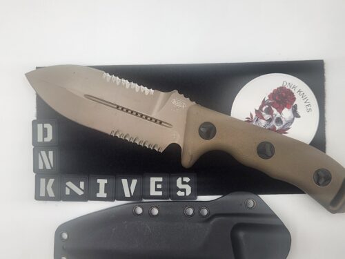 Microtech Crosshair 101-2TA Fixed Blade Knife – Partially Serrated Blade – Pre-Owned
