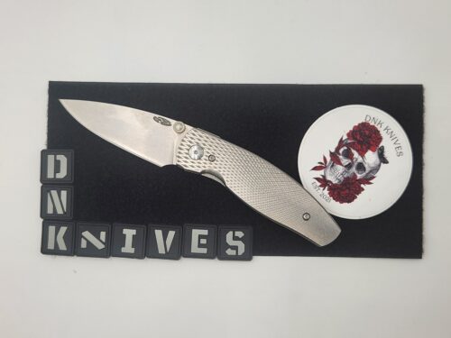 Three Rivers Manufacturing (TRM) Neutron Folding Knife – CPM 20CV Stonewashed Drop Point Blade, Lizard Skin Titanium Handle, Thumb Stud O-Rings – Pre-Owned
