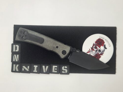 Chaves Knives Redencion 229 Blue Label Folding Knife – 3.50″ Black Stonewashed Elmax Tanto Blade, Black Micarta Handle