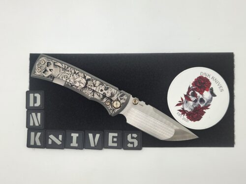 Chaves Knives Ultramar Folding Knife – M390 Satin Blade, Titanium handle , Sugar Skull Engraving