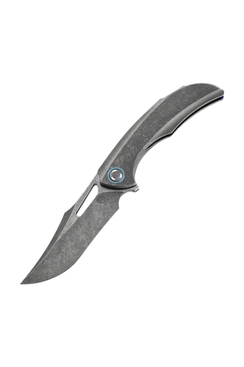 Poikilo Blade Armadillo STD DSW Folding Knife – 3.52″ M398 Recurved Persian Blade, Dark Stonewashed Titanium