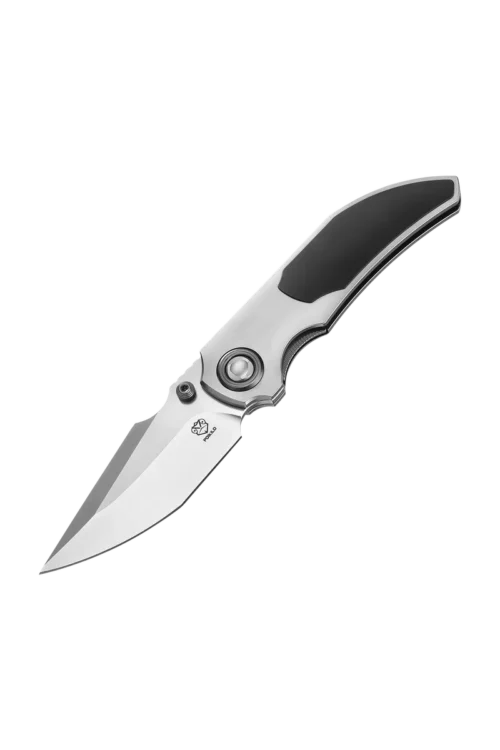 Poikilo Blade CK-Casque STD PSW BLK 1P Folding Knife – 3.30″ M398 Tanto Blade, Pearlescent Stonewash & Black Titanium Handle