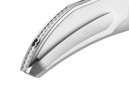 Poikilo Blade CK-Casque STD PSW WHT 1P Folding Knife – 3.30″ M398 Tanto Blade, Pearlescent Stonewash & White Titanium Handle
