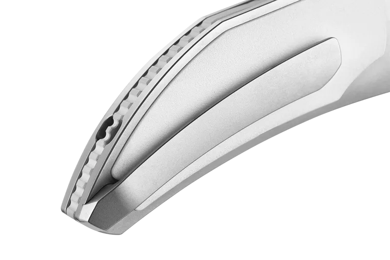 Poikilo Blade CK-Casque STD PSW WHT 1P Folding Knife – 3.30″ M398 Tanto Blade, Pearlescent Stonewash & White Titanium Handle Poikilo Blade CK-Casque STD PSW WHT 1P Folding Knife – 3.30" M398 Tanto Blade, Pearlescent Stonewash & White Titanium Handle - Image 2