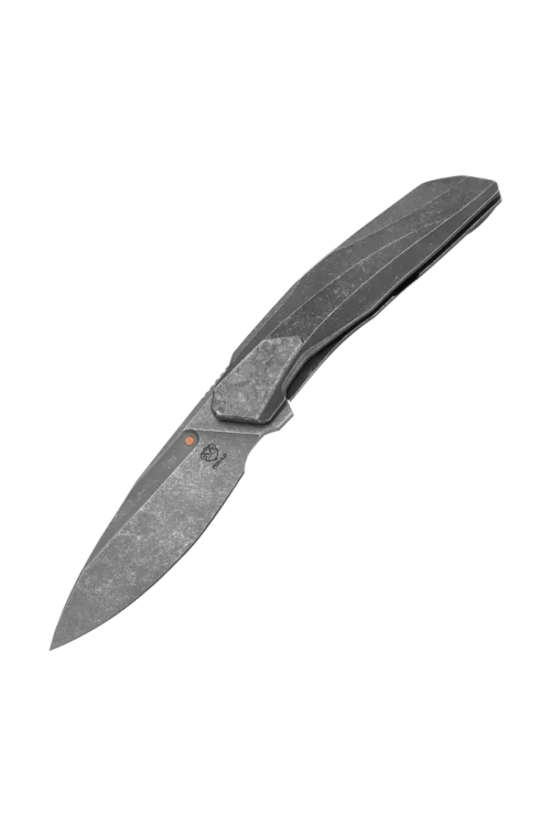 Poikilo Blade VK-Flow Standard Folding Knife – 3.53″ M398 Dark Stonewashed Drop Point Blade, Titanium Handle