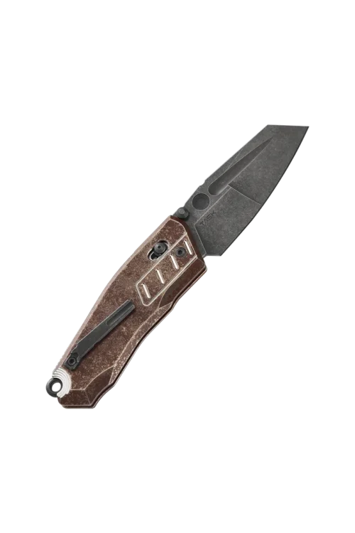Poikilo Blade Task-Vader STD RUT Folding Knife – 3.03″ M398 Sheepsfoot Blade, Rusty Tank Finish & Titanium Handle