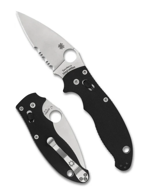 Spyderco Manix 2 C101GPS2 Folding Knife – 3.37″ MagnaMax Satin CombinationEdge Blade, Black G-10 Handle