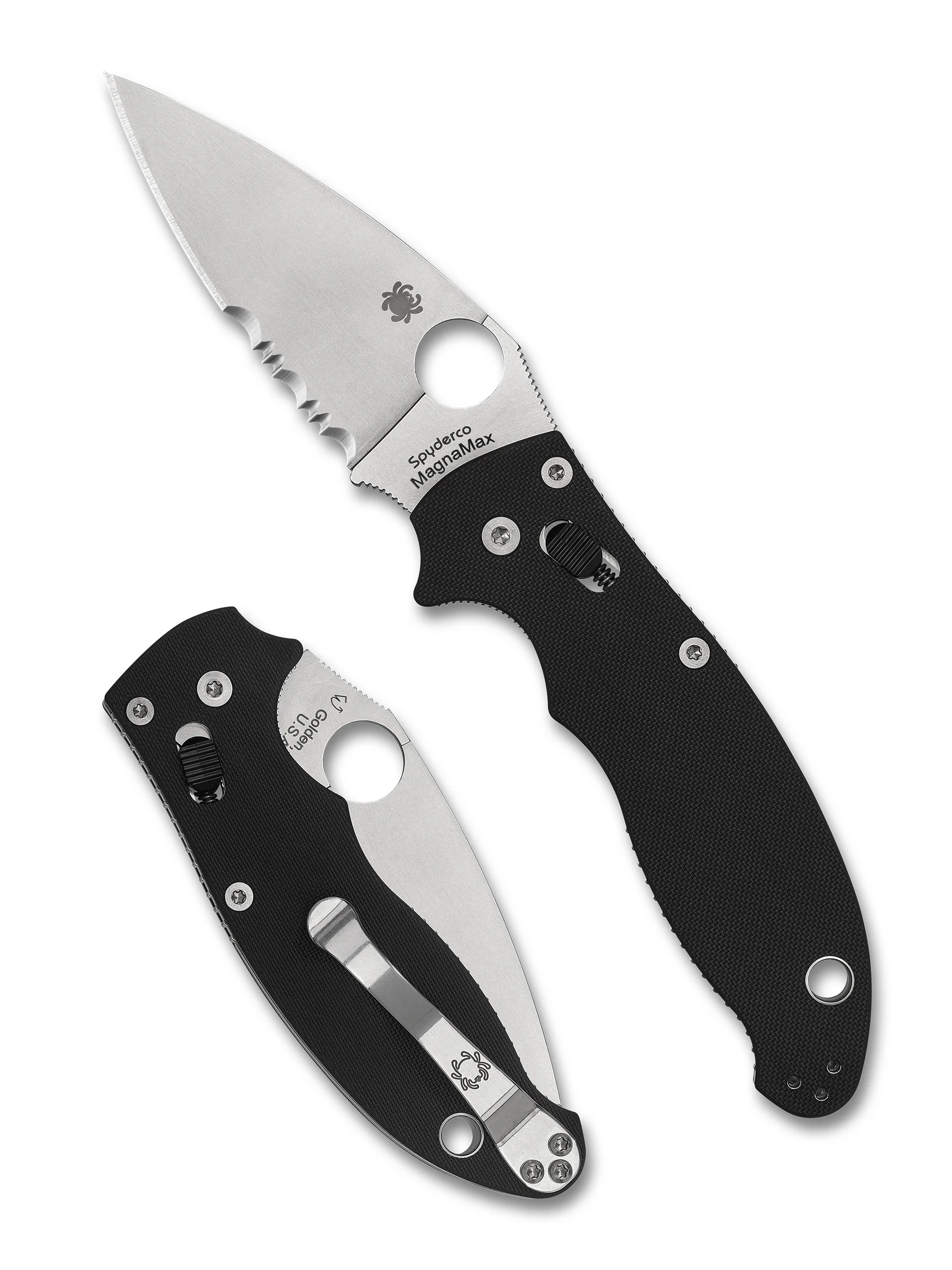Spyderco Manix 2 C101GPS2 Folding Knife – 3.37″ MagnaMax Satin CombinationEdge Blade, Black G-10 Handle Spyderco Manix 2 C101GPS2 Folding Knife – 3.37" MagnaMax Satin CombinationEdge Blade, Black G-10 Handle