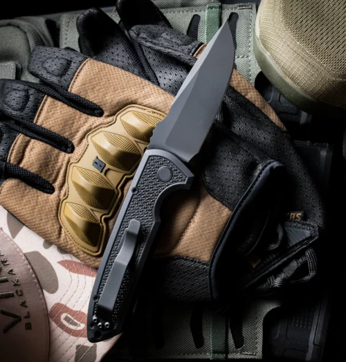 Pro-Tech Les George Rockeye LG3106-OP Operator Automatic Knife, Sterile DLC Black MagnaCut Drop Point & Black Carbide-Textured Aluminum
