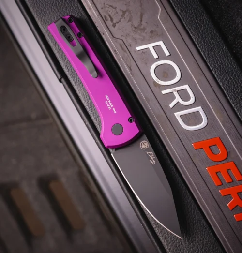 Pro-Tech × Chaves Scapegoat Compact BSW26.Scapegoat.1 Automatic Knife, DLC Black MagnaMax Clip Point & Solid Purple Aluminum — Blade Show West 2026
