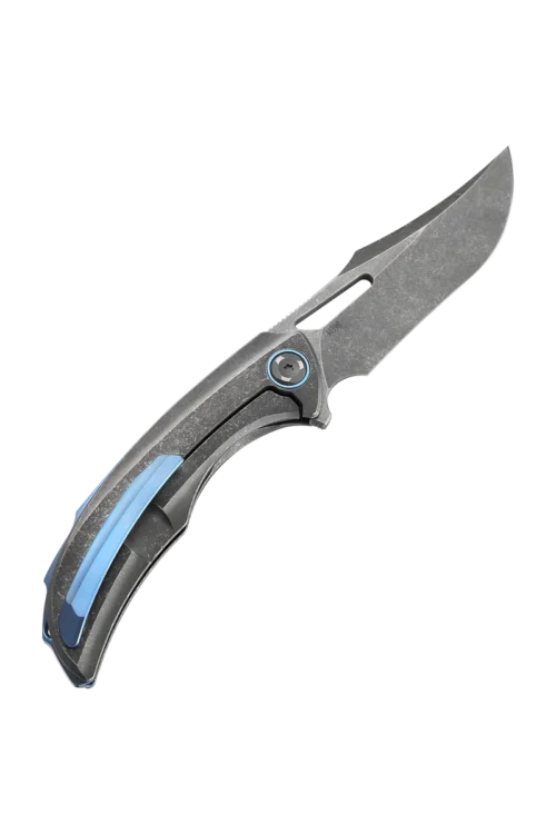 Poikilo Blade Armadillo STD DSW Folding Knife – 3.52″ M398 Recurved Persian Blade, Dark Stonewashed Titanium