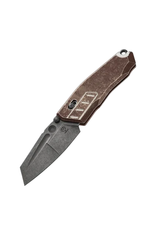 Poikilo Blade Task-Vader STD RUT Folding Knife – 3.03″ M398 Sheepsfoot Blade, Rusty Tank Finish & Titanium Handle