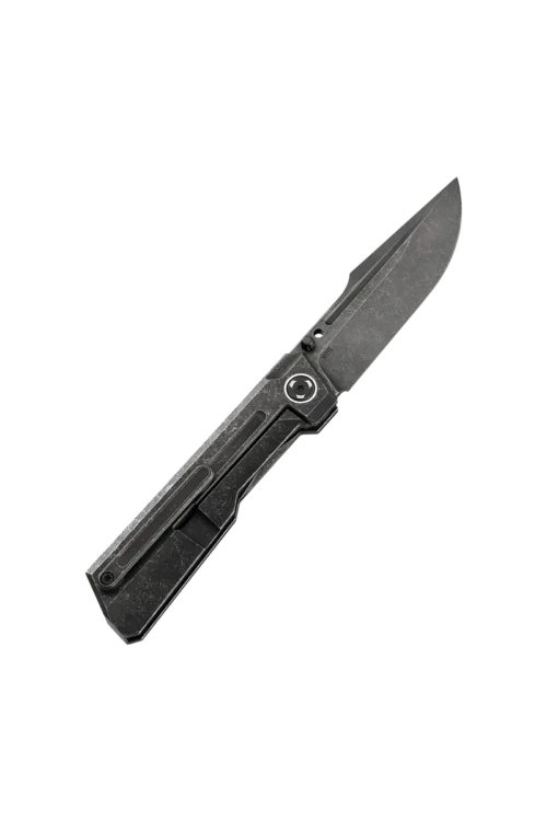Poikilo Blade Marlin Standard Folding Knife – 3.67″ M398 Dark Stonewashed Harpoon Blade, Titanium Handle