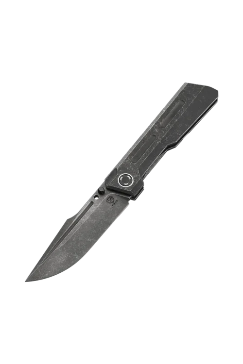 Poikilo Blade Marlin Standard Folding Knife – 3.67" M398 Dark Stonewashed Harpoon Blade, Titanium Handle