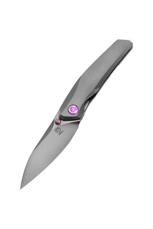 Poikilo Blade VK-Zen Standard Folding Knife – 3.09" M398 DLC Sheepsfoot Blade, Titanium Handle, Purple Accents